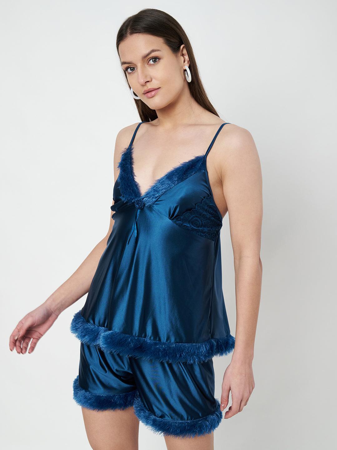 KOI SLEEPWEAR Satin Set with Fur
