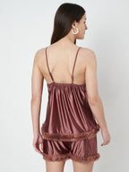 KOI SLEEPWEAR Satin Set with Fur