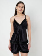 KOI SLEEPWEAR Satin Set with Fur
