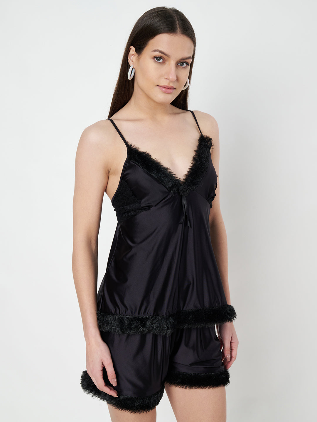 KOI SLEEPWEAR Satin Set with Fur