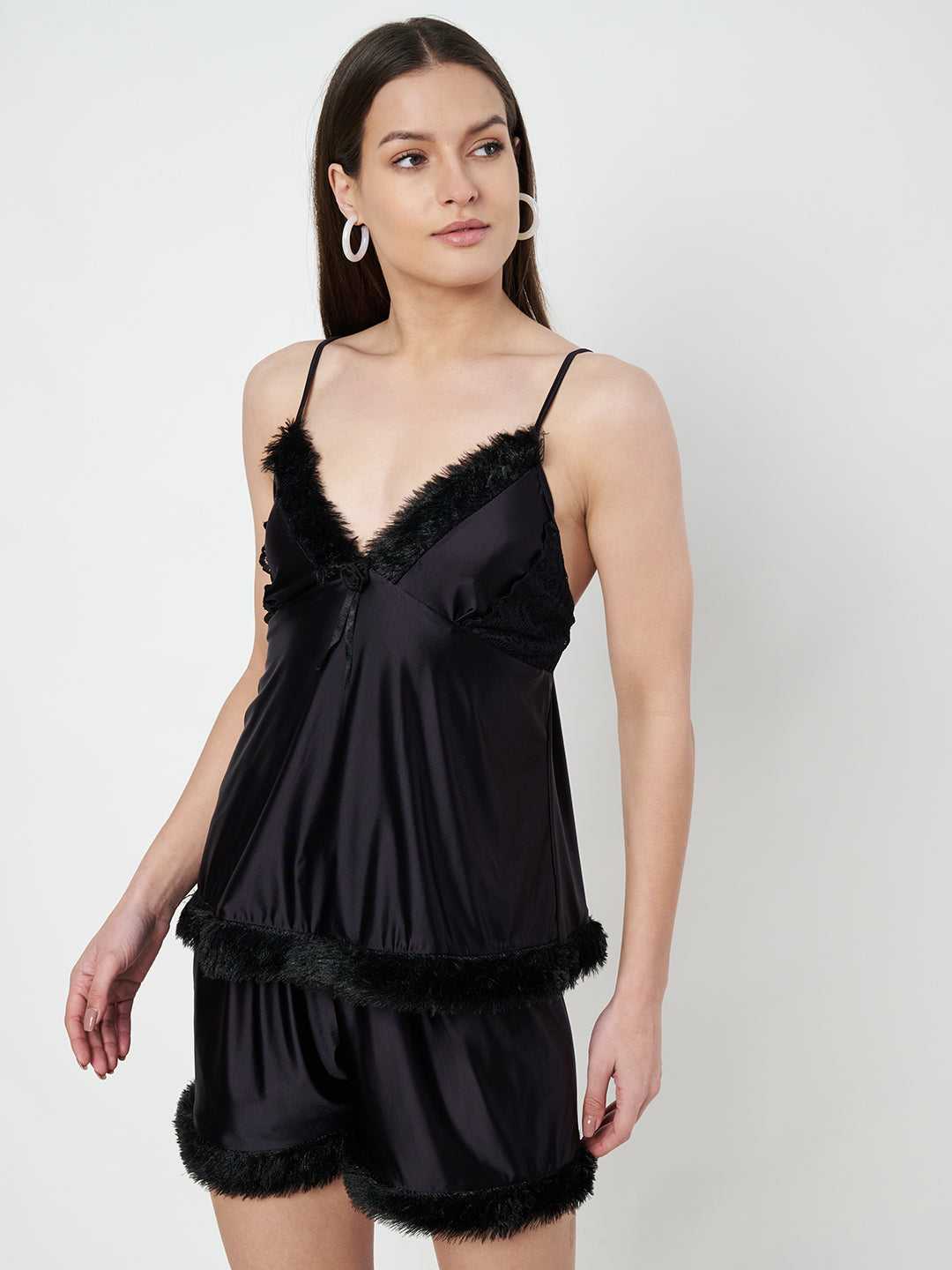 KOI SLEEPWEAR Satin Set with Fur