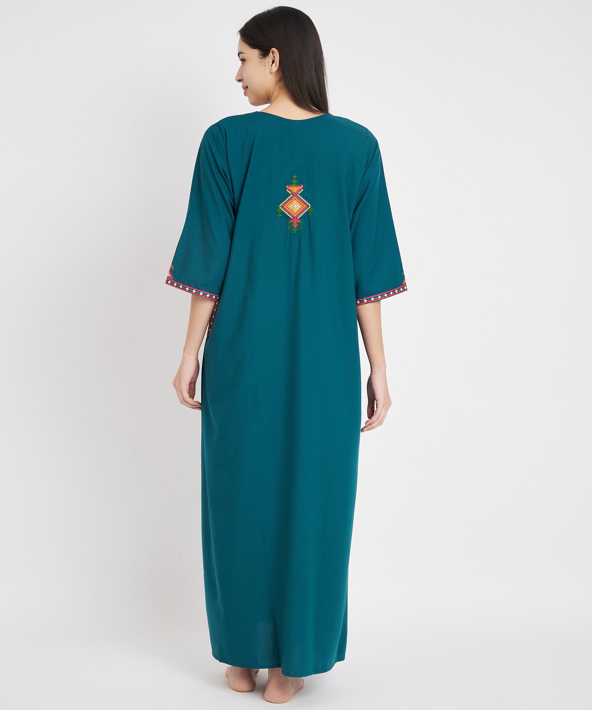 Premium  Embroidery Full Sleeve Night Gown