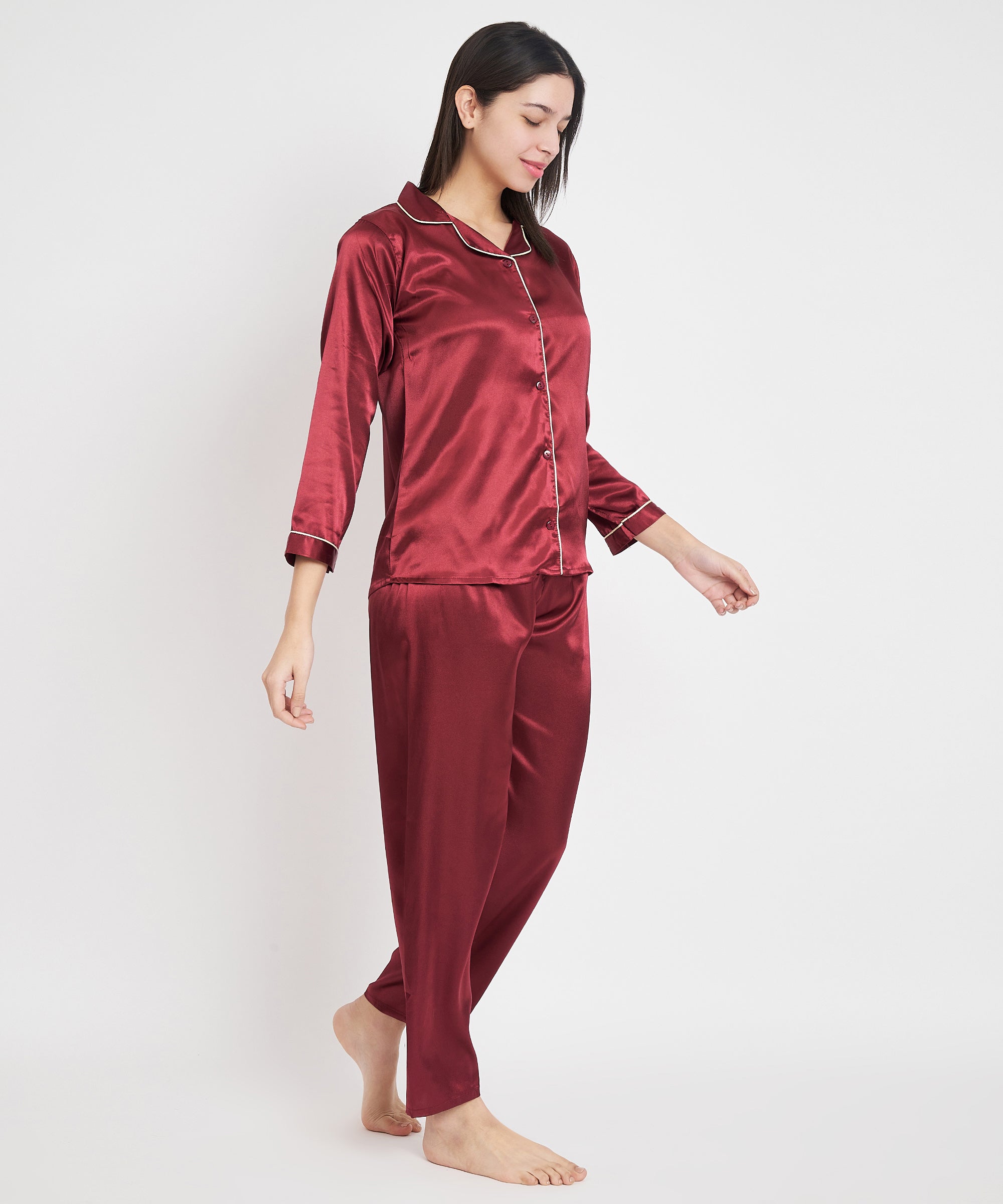 Classic Satin Nightsuits MARRON