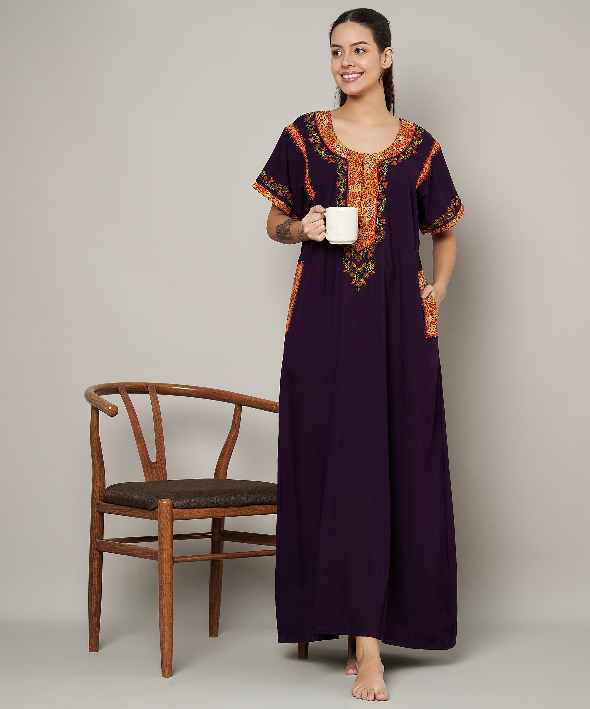 KOI SLEEPWEAR BHOPALI EMBROIDERED GOWN