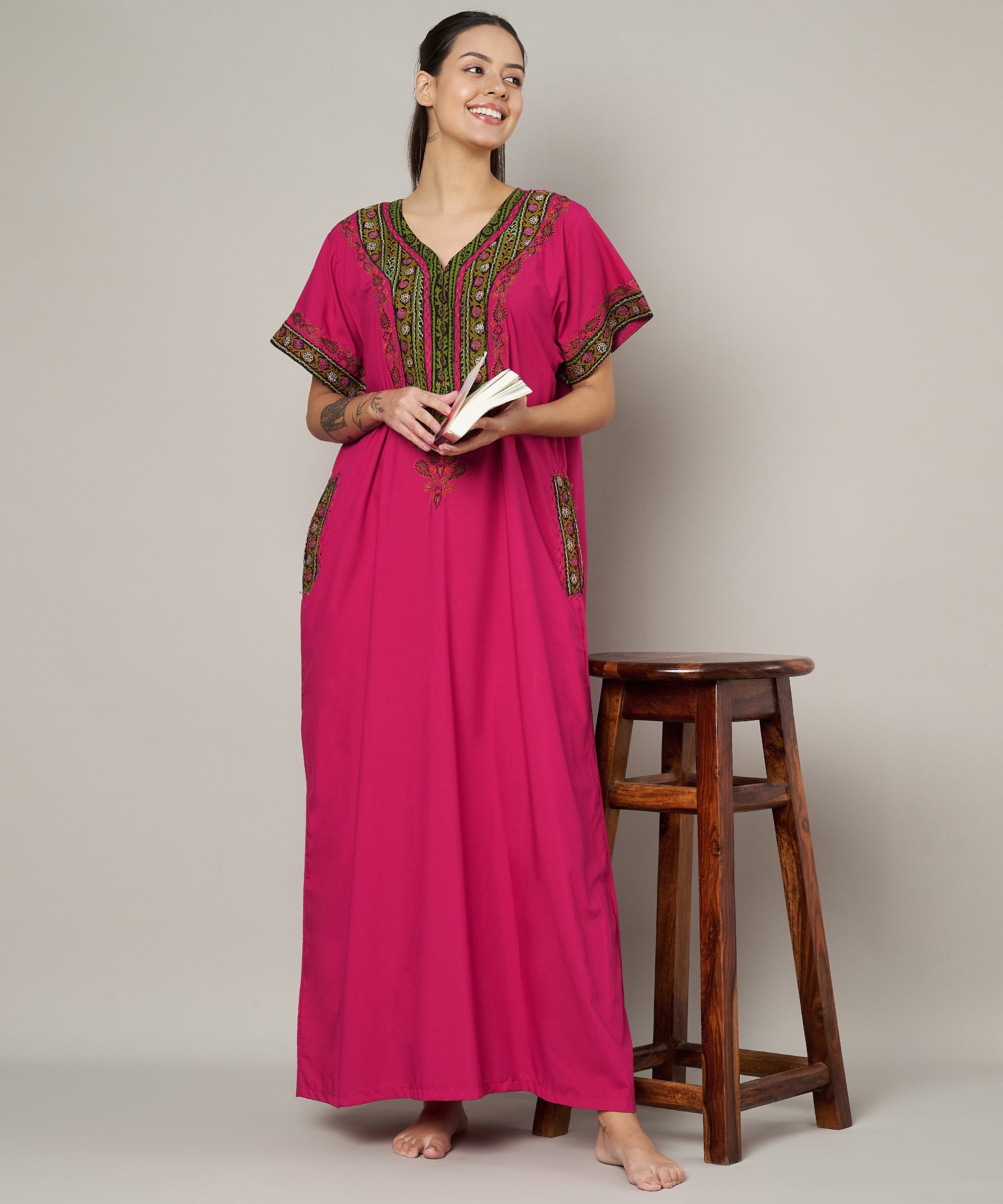 KOI SLEEPWEAR Bopali embroidered gown