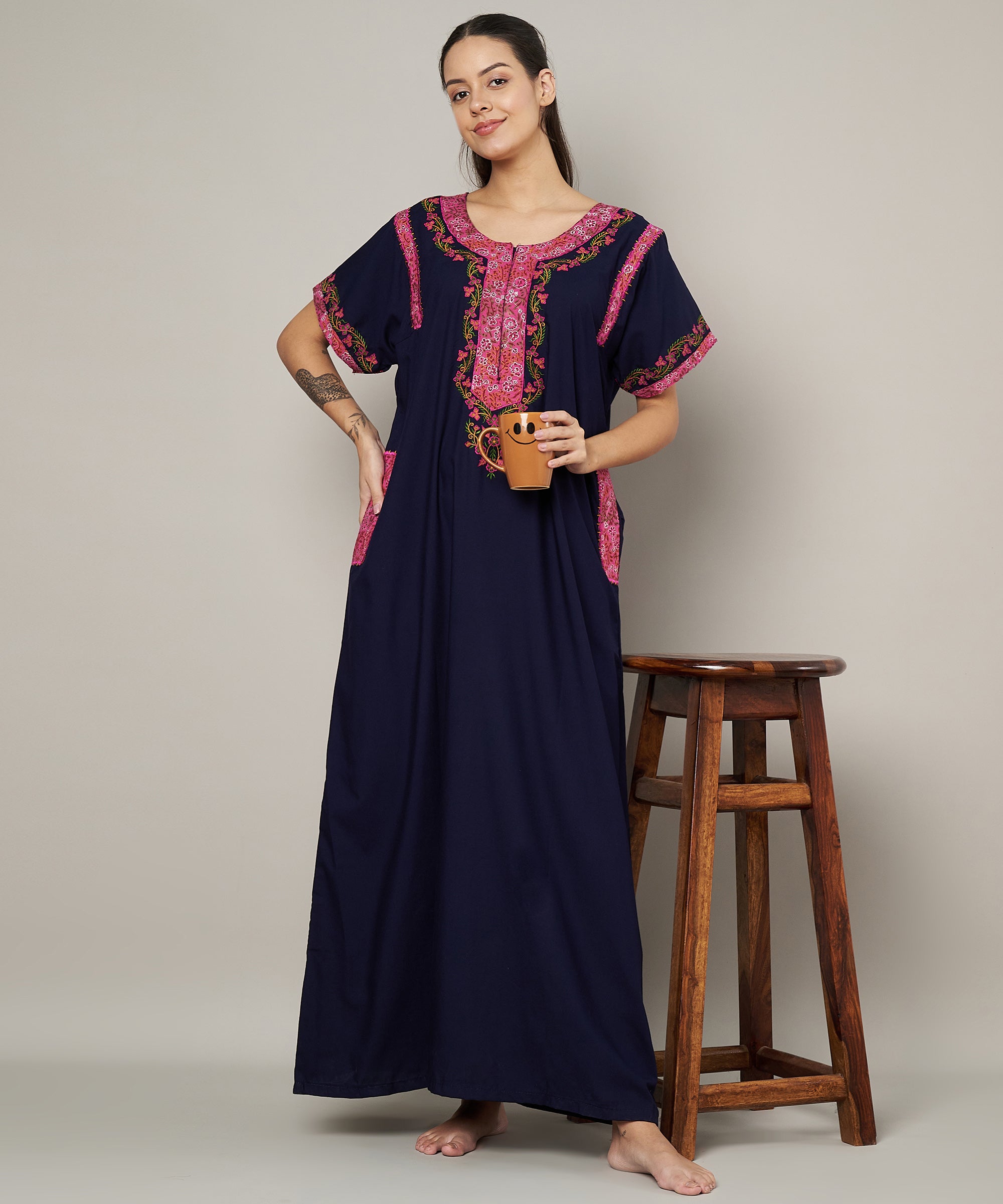 KOI SLEEPWEAR BHOPALI EMBROIDERED GOWN