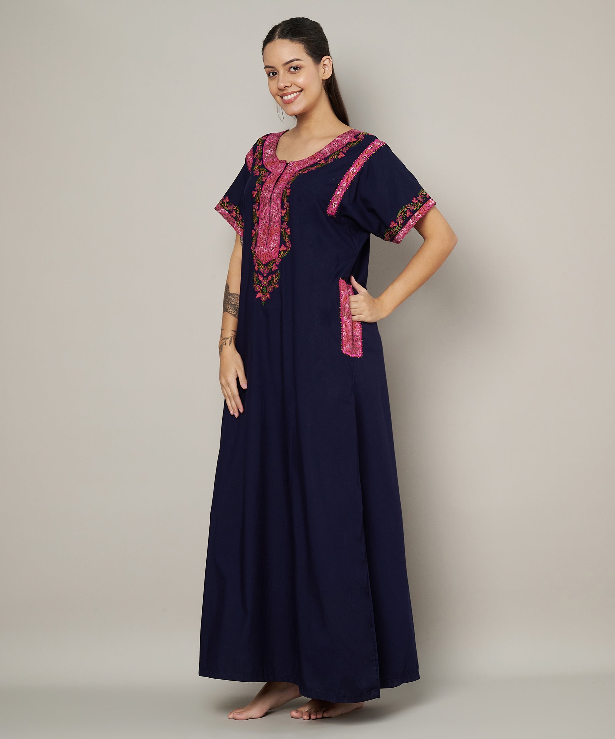 KOI SLEEPWEAR BHOPALI EMBROIDERED GOWN