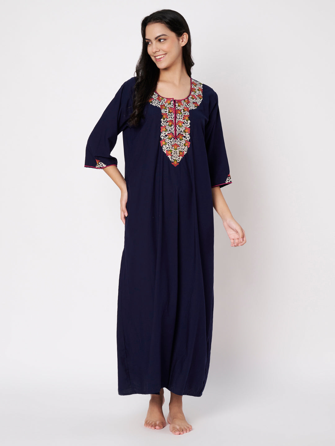 KOI Flowerline Embroidered Gown  3/4 Sleeves