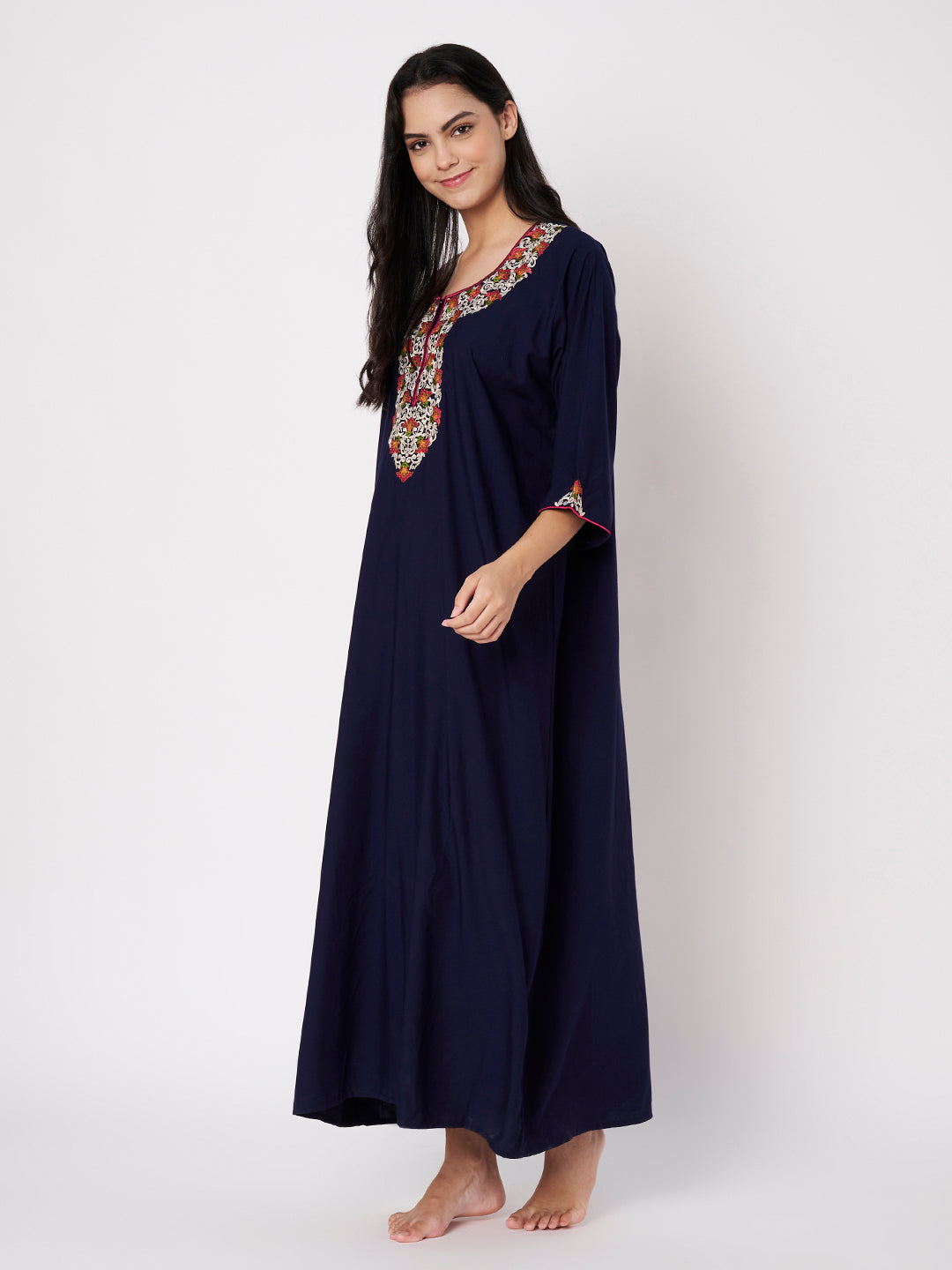 KOI Flowerline Embroidered Gown  3/4 Sleeves