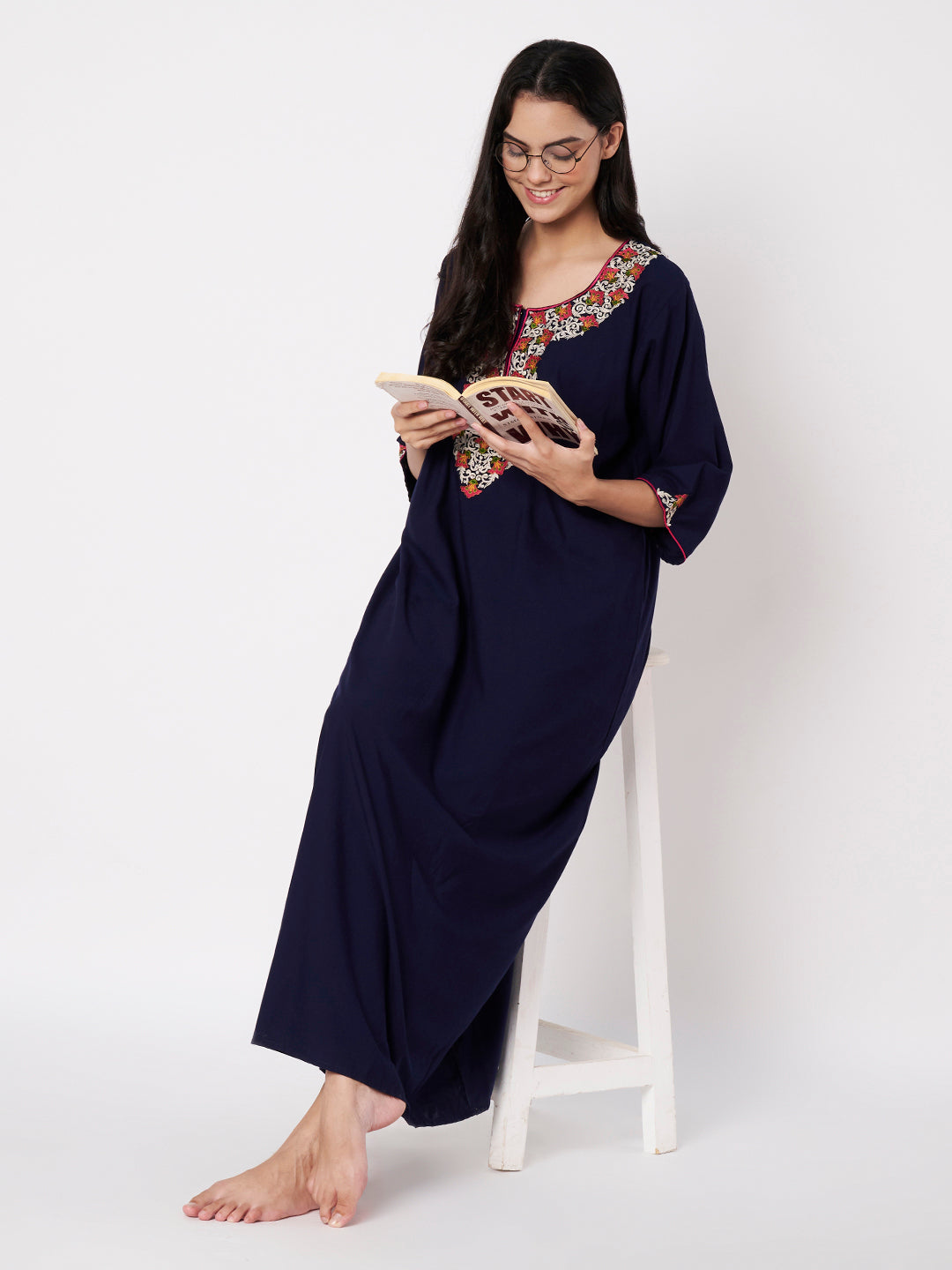 KOI Flowerline Embroidered Gown  3/4 Sleeves