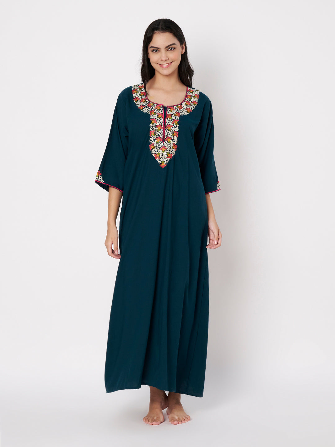 KOI Flowerline Embroidered Gown  3/4 Sleeves