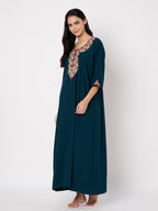 KOI Flowerline Embroidered Gown  3/4 Sleeves