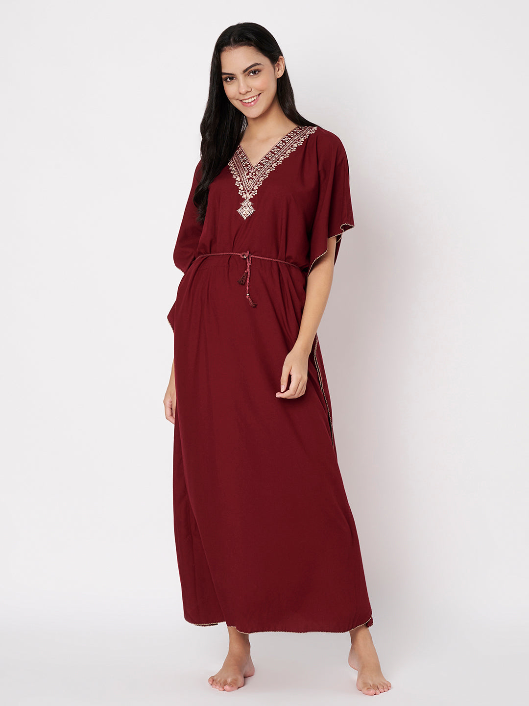 Koi Sleepwear Luxe Maroon Kaftan
