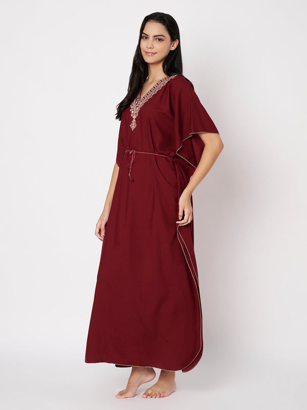 Koi Sleepwear Luxe Maroon Kaftan