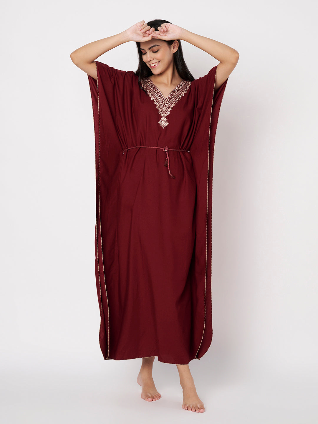 Koi Sleepwear Luxe Maroon Kaftan
