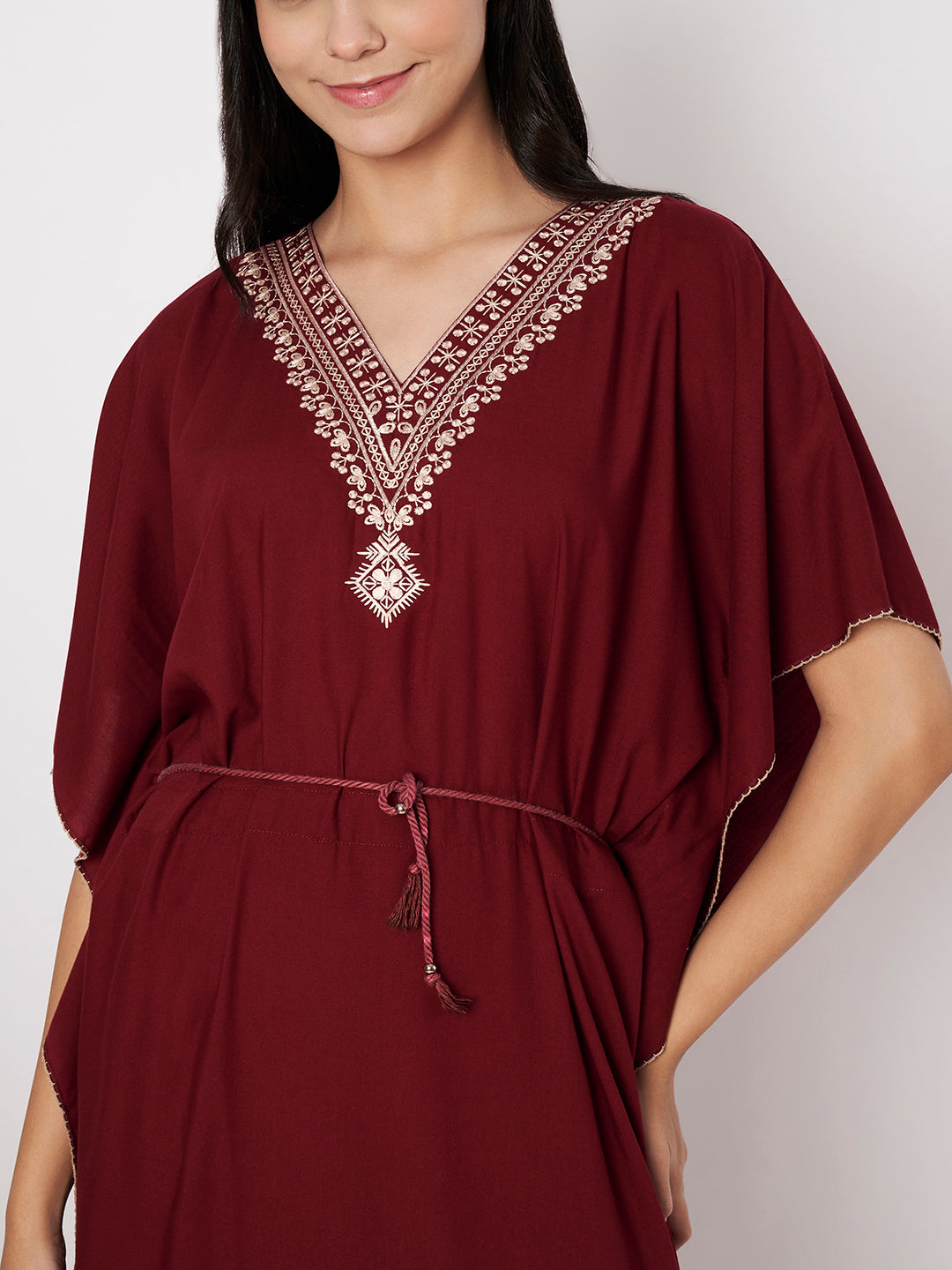 Koi Sleepwear Luxe Maroon Kaftan