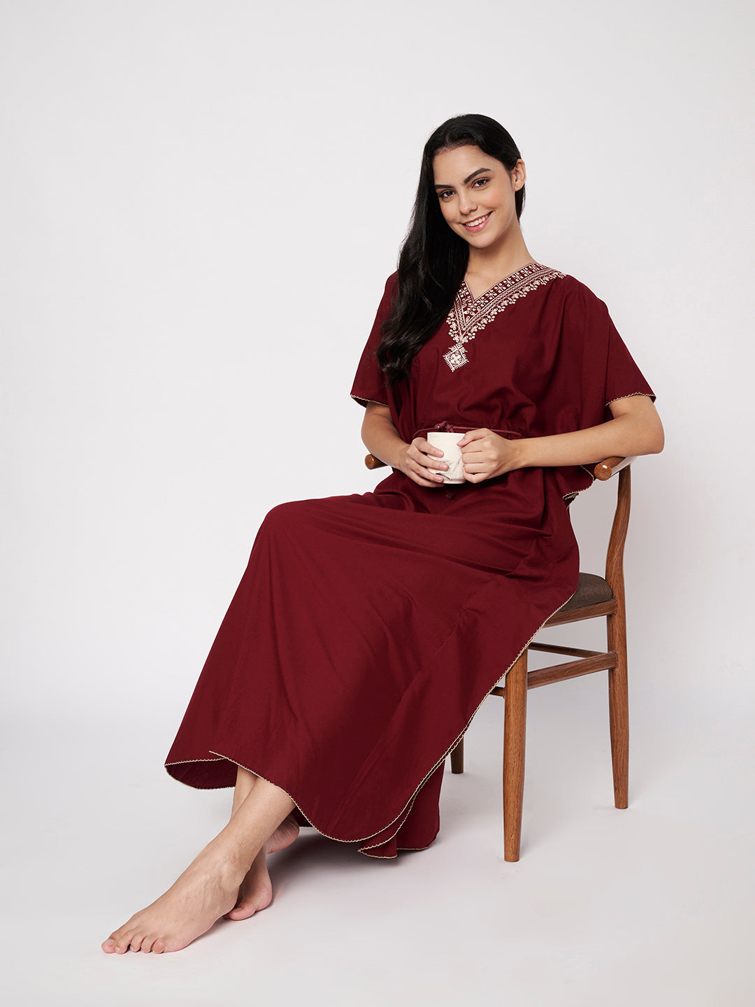 Koi Sleepwear Luxe Maroon Kaftan