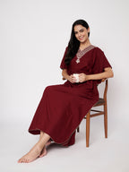 Koi Sleepwear Luxe Maroon Kaftan