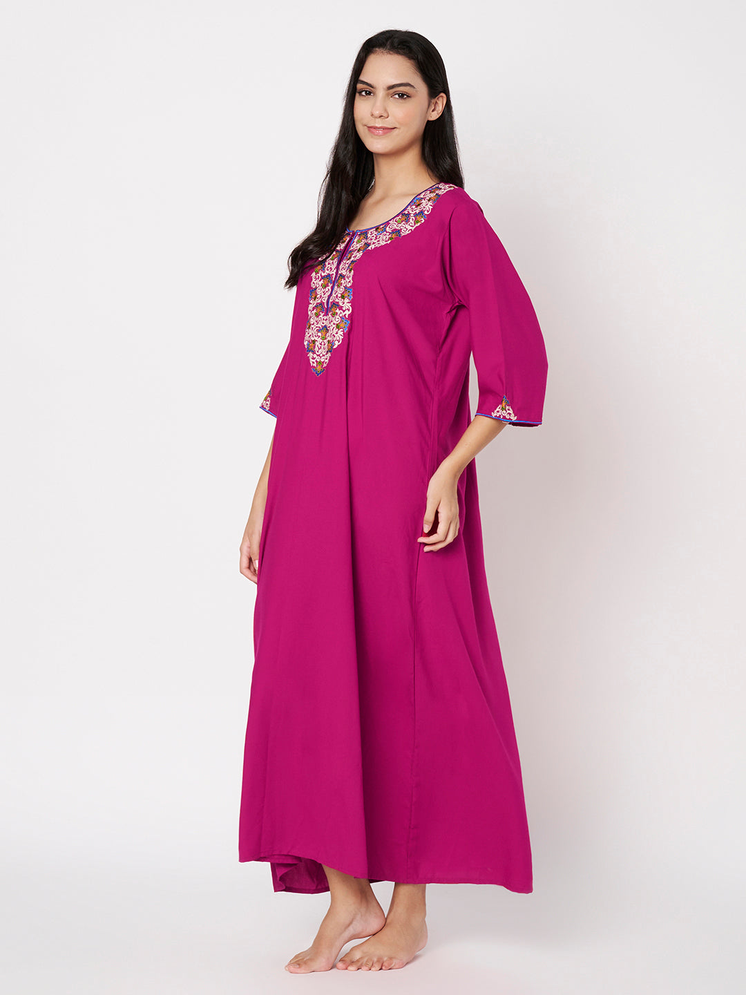 KOI Flowerline Embroidered Gown  3/4 Sleeves