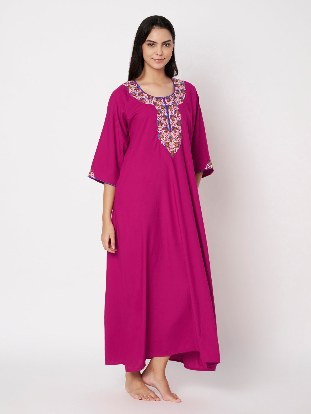 KOI Flowerline Embroidered Gown  3/4 Sleeves