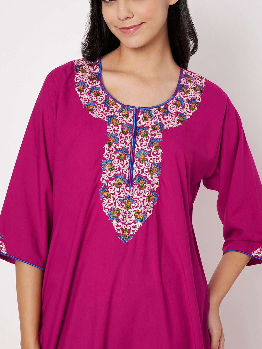 KOI Flowerline Embroidered Gown  3/4 Sleeves
