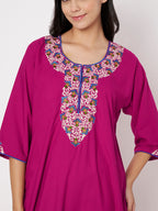 KOI Flowerline Embroidered Gown  3/4 Sleeves