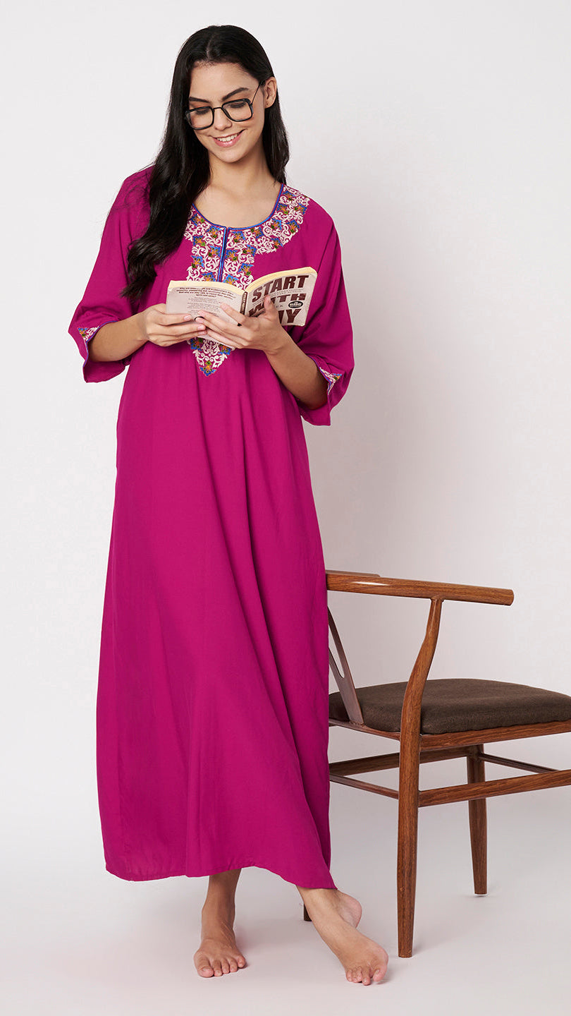 KOI Flowerline Embroidered Gown  3/4 Sleeves Main image