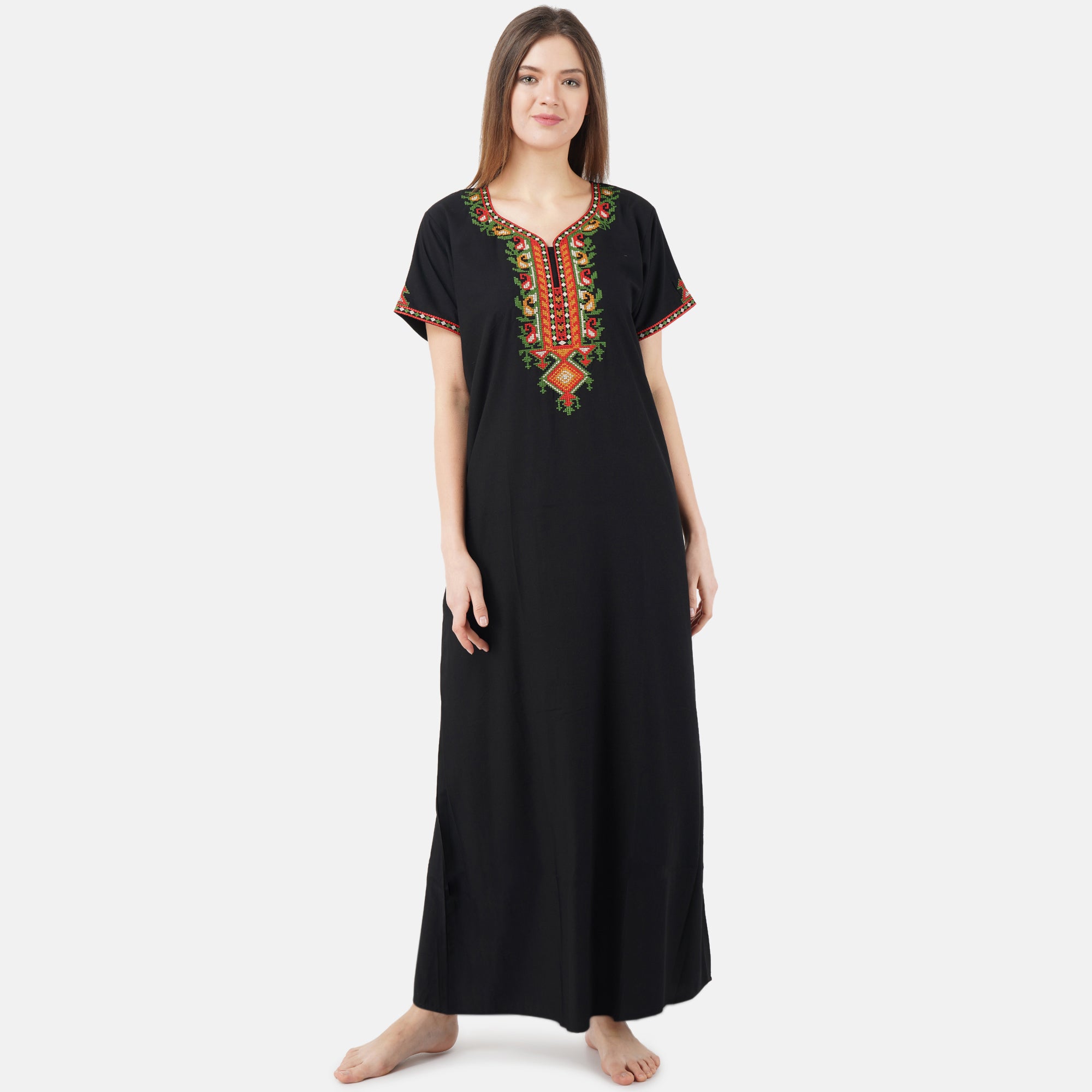 Crosswork Embroidered  Nightgown