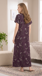 Alpine Plit Front Button Round Neck Lounge Nighty