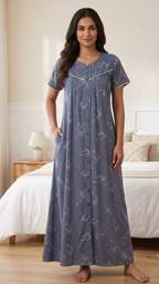 Elegance Floral Pleated Alpine Nightgown