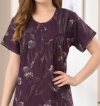 Alpine Plit Front Button Round Neck Lounge Nighty