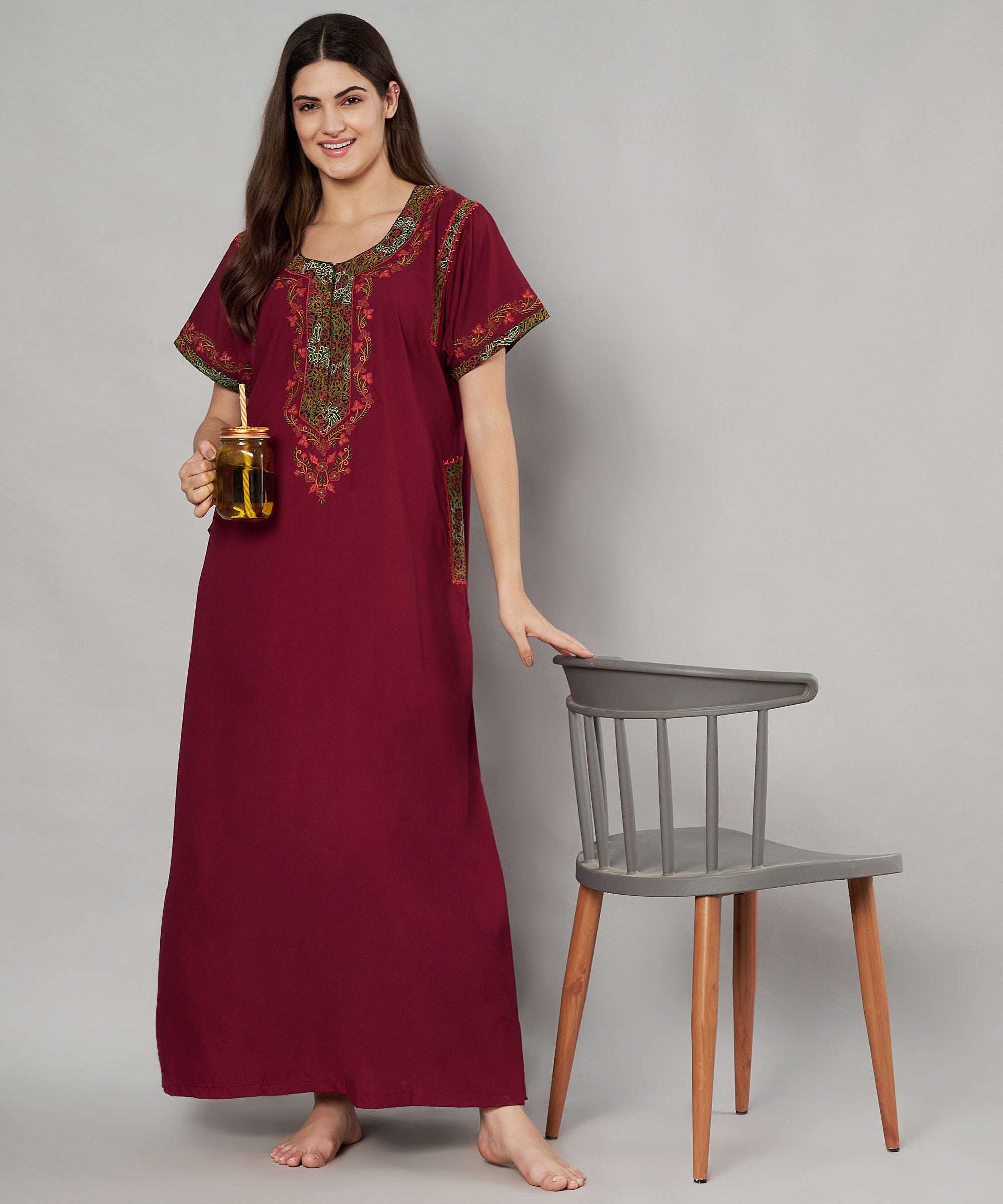 KOI SLEEPWEAR BHOPALI EMBROIDERED GOWN