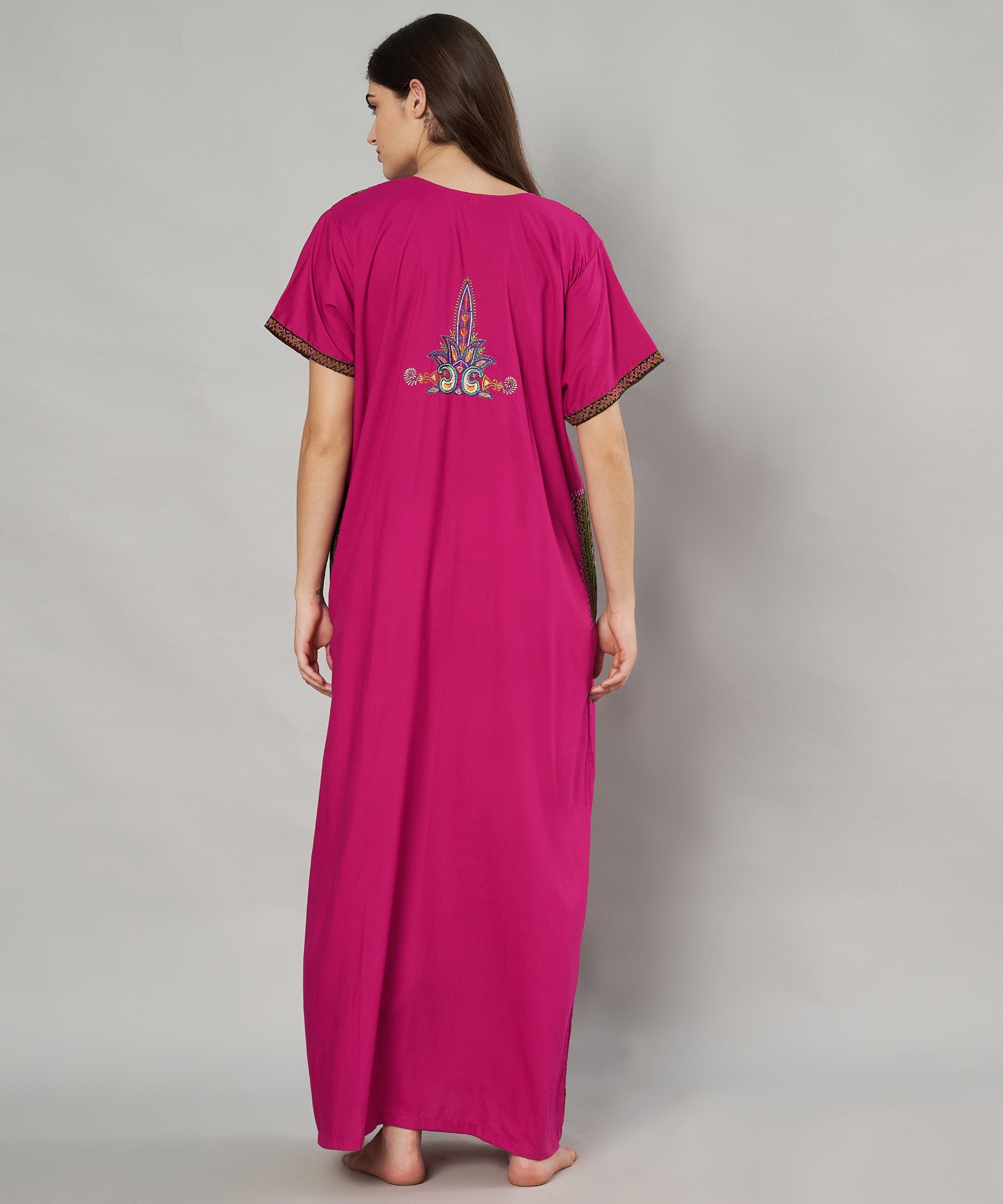 KOI SLEEPWEAR SQR neck bhopali embroidered gown