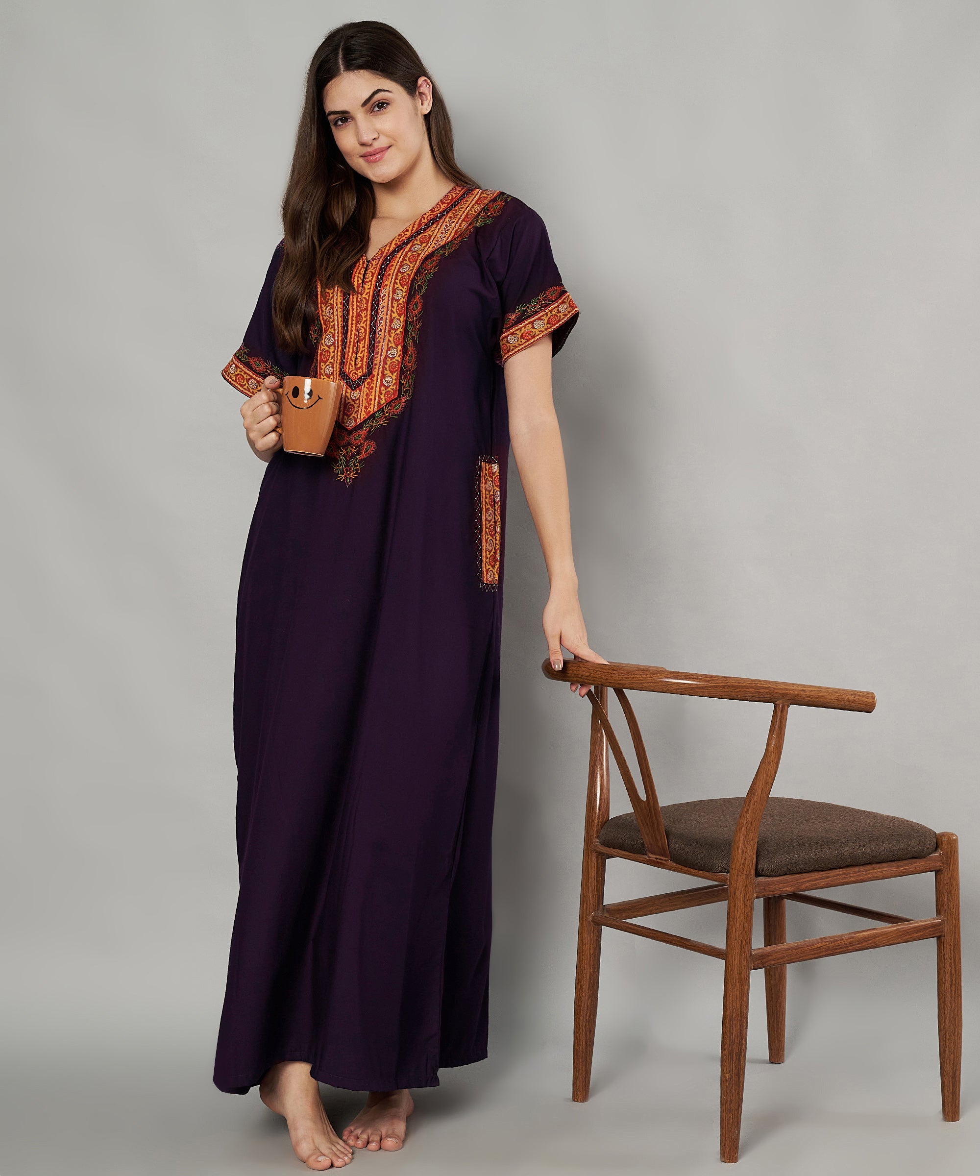 KOI SLEEPWEAR Bopali embroidered gown