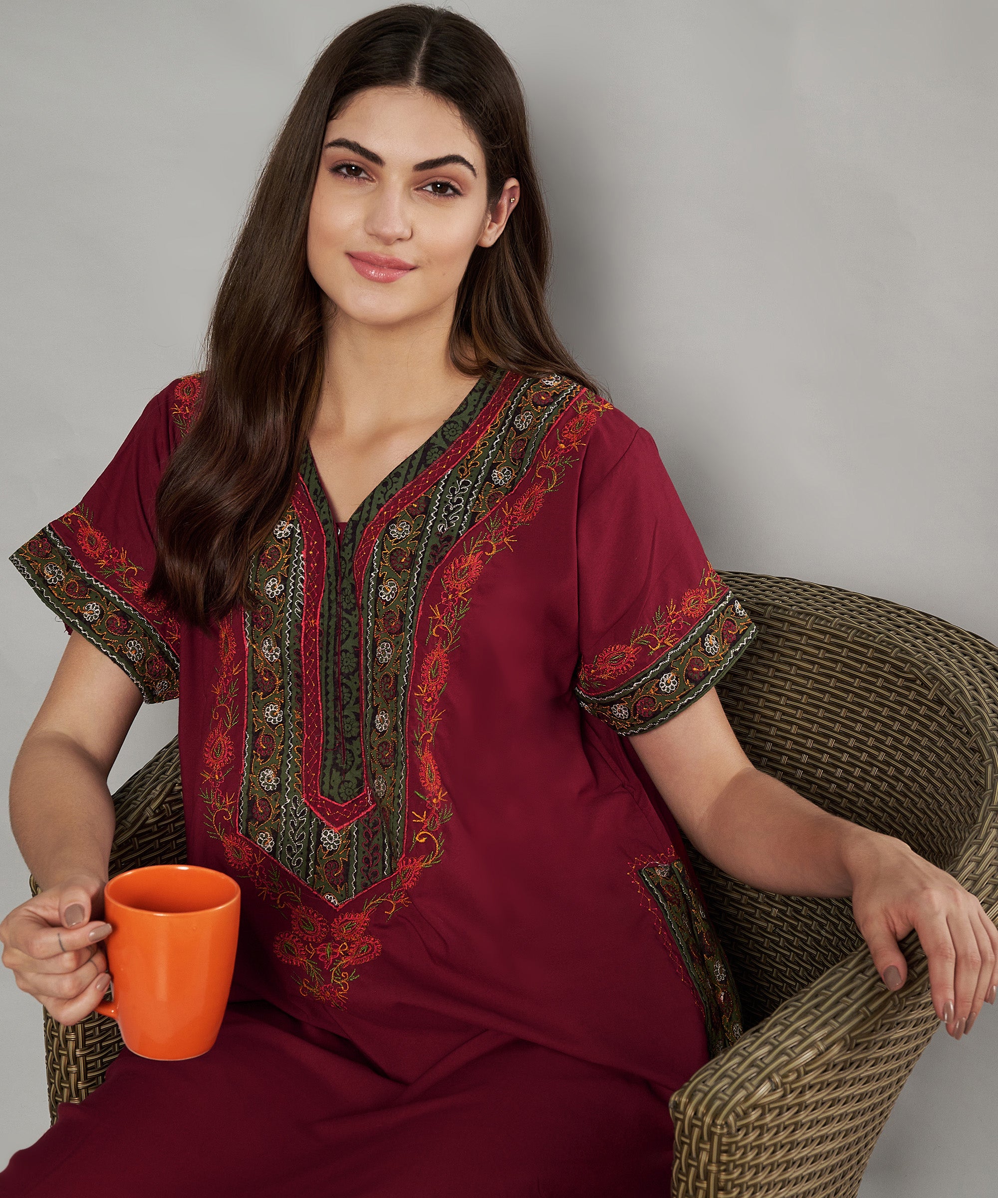 KOI SLEEPWEAR Bopali embroidered gown