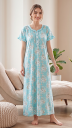KOI Floral Blossom Alpine Cotton A-Line Nightgown with Flutter Sleeves