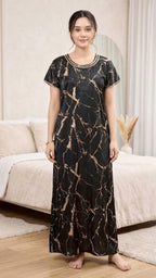 Marble Print Satin Night | Nightgown