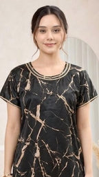 Marble Print Satin Night | Nightgown