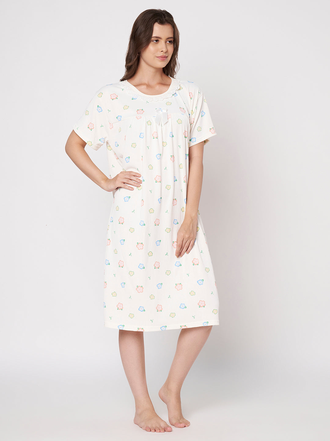 KOI-Cream Pastel -Floral Nighty