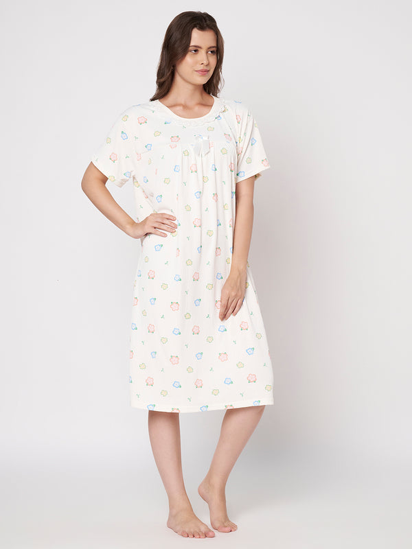 KOI-Cream Pastel -Floral Nighty