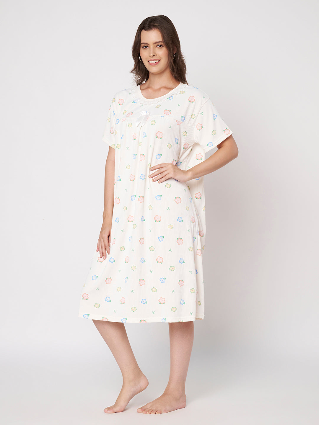 KOI-Cream Pastel -Floral Nighty