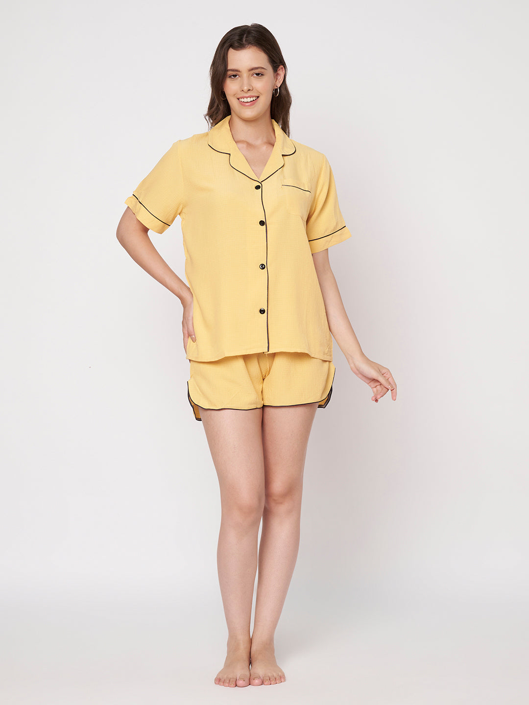 KOI-SOLID TEXTURE-SHORTS-MUSTARD-NIGHTS
