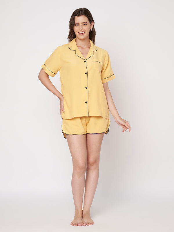 KOI-SOLID TEXTURE-SHORTS-MUSTARD-NIGHTS