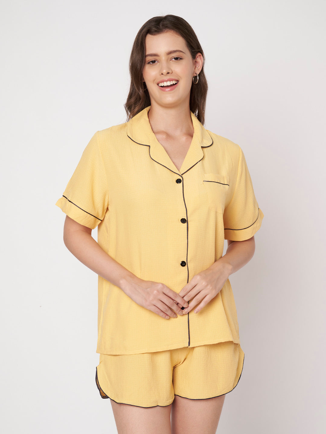 KOI-SOLID TEXTURE-SHORTS-MUSTARD-NIGHTS