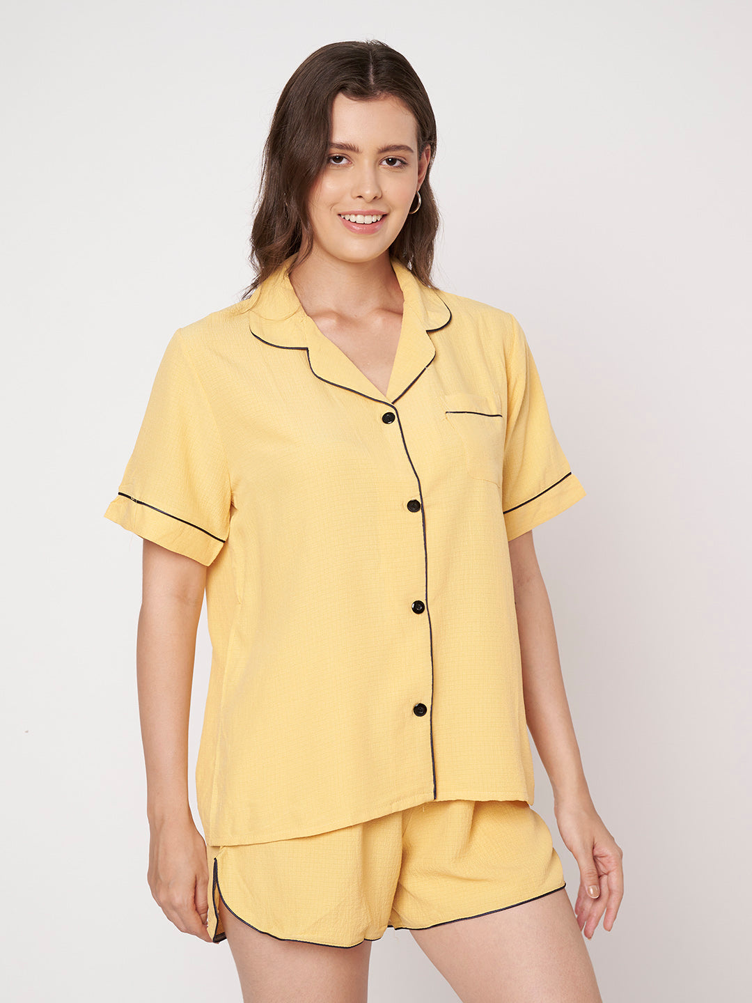 KOI-SOLID TEXTURE-SHORTS-MUSTARD-NIGHTS