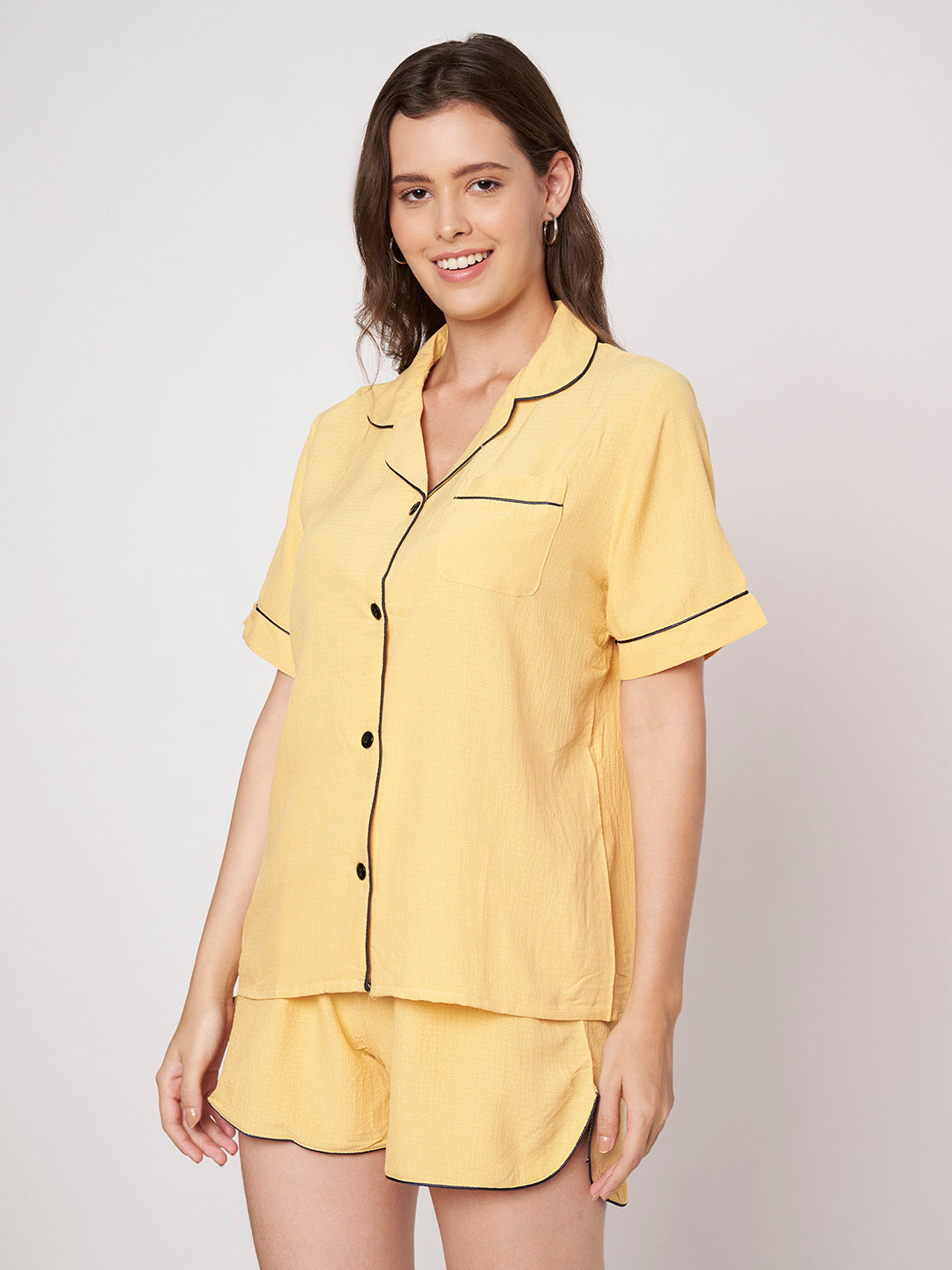 KOI-SOLID TEXTURE-SHORTS-MUSTARD-NIGHTS