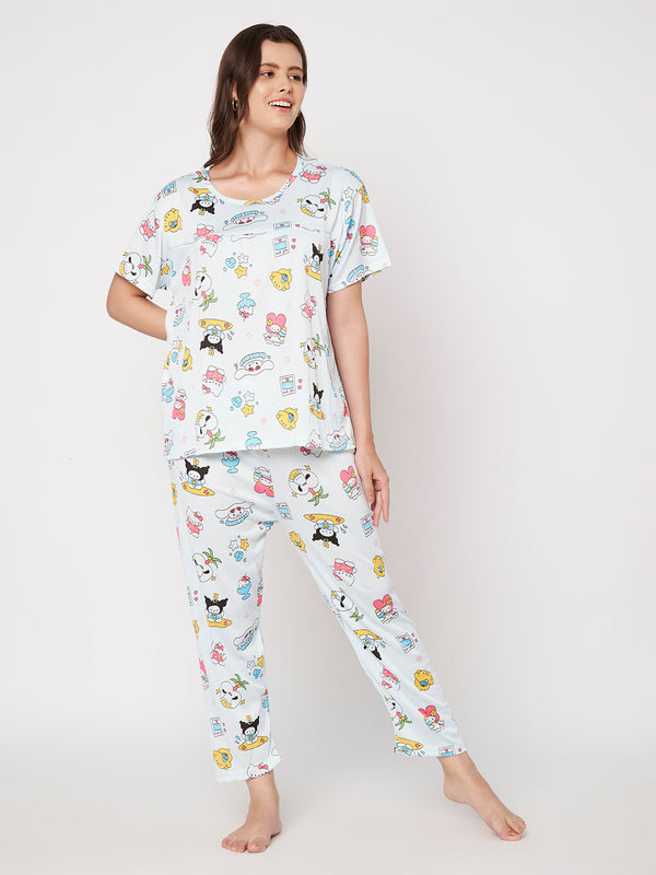 KOI-3D TEXTURE-BLUE-FULL-PAJAMASET