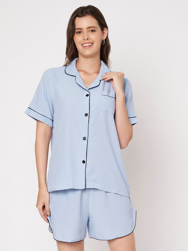 KOI-SOLID TEXTURE-SHORTS-BLUE-NIGHTS