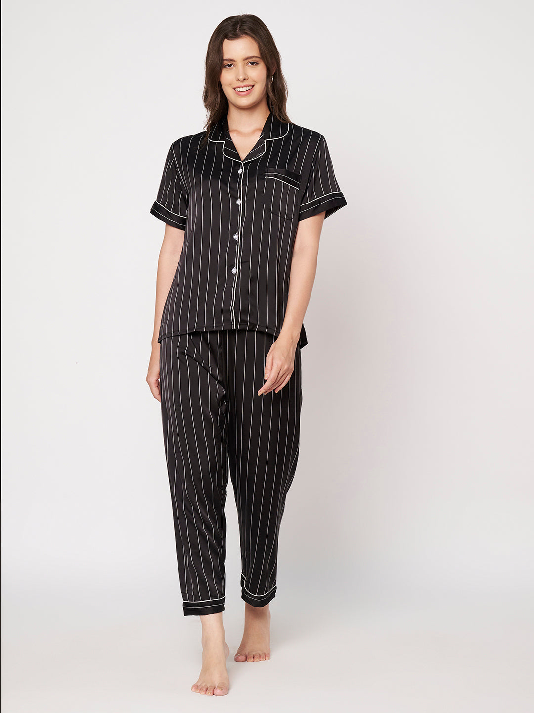 KOI-STRAPPY BLACK-SATIN-PAJAMASET