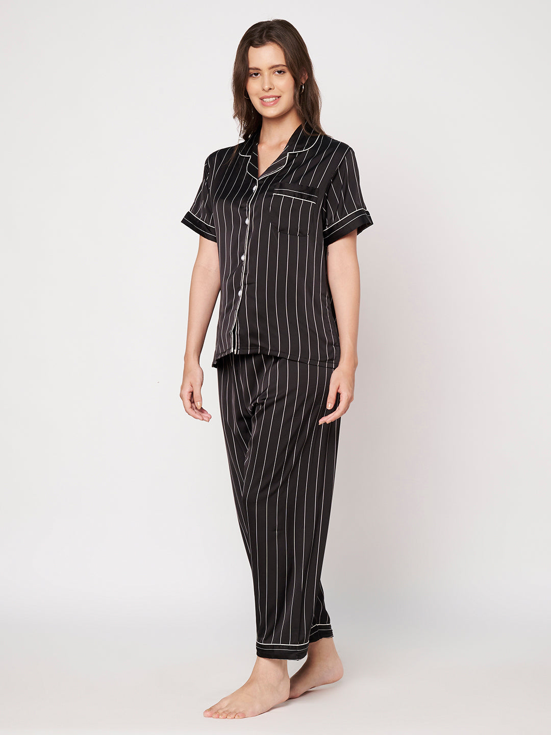 KOI-STRAPPY BLACK-SATIN-PAJAMASET